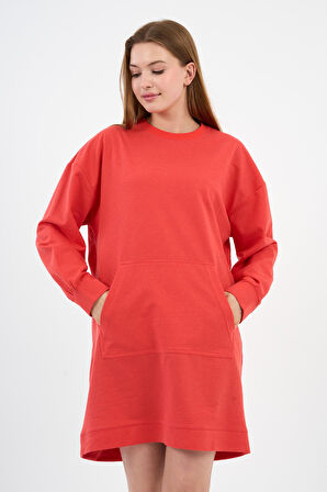 Kadın Kanguru Cepli Oversize Tunik (B24-00225)