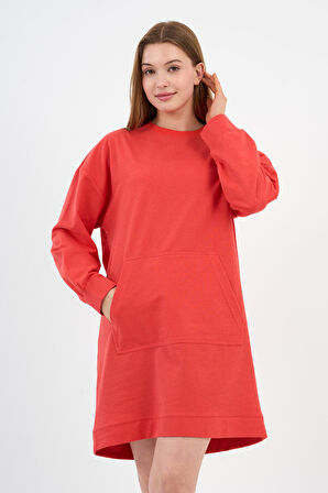 Kadın Kanguru Cepli Oversize Tunik (B24-00225)