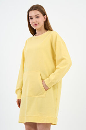 Kadın Kanguru Cepli Oversize Tunik (B24-00225)