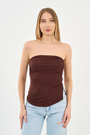 Alexandergardi Yırtmaçlı Straplez Bluz (B24-00226)