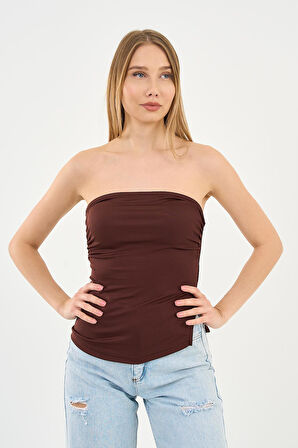 Alexandergardi Yırtmaçlı Straplez Bluz (B24-00226)