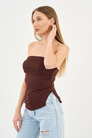 Alexandergardi Yırtmaçlı Straplez Bluz (B24-00226)