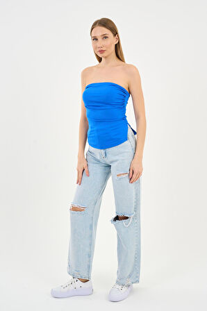 Alexandergardi Yırtmaçlı Straplez Bluz (B24-00226)