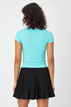 ALEXANDERGARDI U YAKA SLİM FİT CROP T-SHİRT (B24-0096)