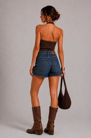 Sırtı Açık Fitilli Crop Top