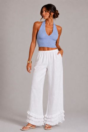 Sırtı Açık Fitilli Crop Top