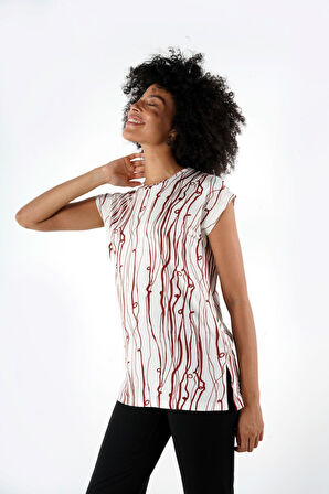 ALEXANDERGARDI YIRTMAÇLI DESENLI BLUZ (B24-1659)