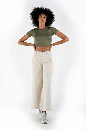 ALEXANDERGARDI BİSİKLET YAKA CROP T-SHİRT (B24-326A)
