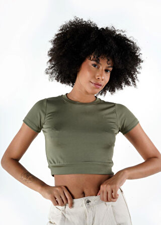 ALEXANDERGARDI BİSİKLET YAKA CROP T-SHİRT (B24-326A)