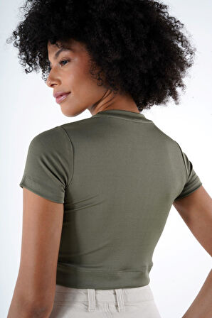ALEXANDERGARDI BİSİKLET YAKA CROP T-SHİRT (B24-326A)