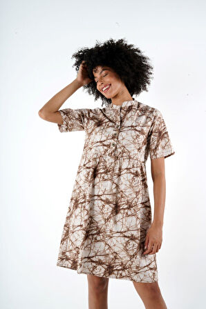 ALEXANDERGARDI DESENLI DÜĞMELİ HAKİM YAKA COMFORT ELBİSE (B24-384 00)