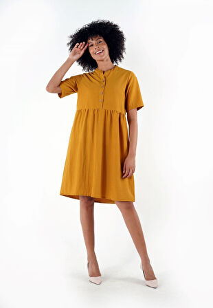 ALEXANDERGARDI DÜĞMELİ HAKİM YAKA COMFORT ELBİSE (B24-384 00)