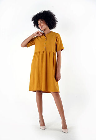 ALEXANDERGARDI DÜĞMELİ HAKİM YAKA COMFORT ELBİSE (B24-384 00)