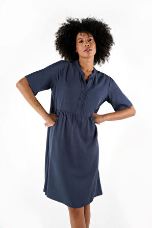 ALEXANDERGARDI DÜĞMELİ HAKİM YAKA COMFORT ELBİSE (B24-384 00)