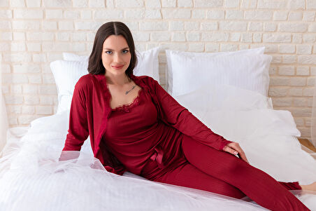 Sabahlıklı Dantel Detaylı Pegasus Kadın Pijama Takımı-Çeyizlik Takım- Geniş Beden Aralığı