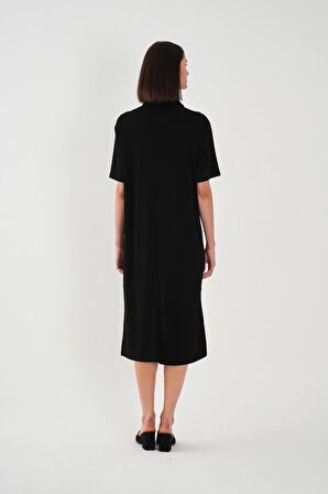 ALEXANDERGARDİ FİTİLLİ FERMUAR DETAYLI GÖMLEK YAKA ELBİSE (B23-00108)