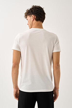 Oversize Bisiklet Yaka Baskılı T-Shirt