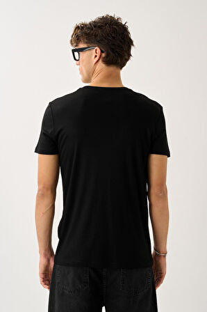 Oversize Bisiklet Yaka Baskılı T-Shirt