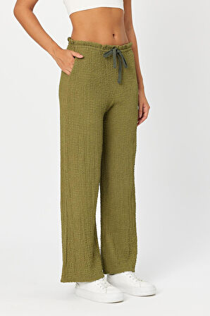 Alexandergardi Dokulu Beli Bağlamalı Palazzo Pantolon (B25-0023101)