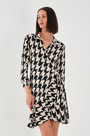 ALEXANDERGARDI Kadın Kruvaze Kazayağı Desenli Elbise