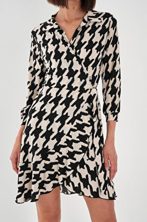 ALEXANDERGARDI Kadın Kruvaze Kazayağı Desenli Elbise