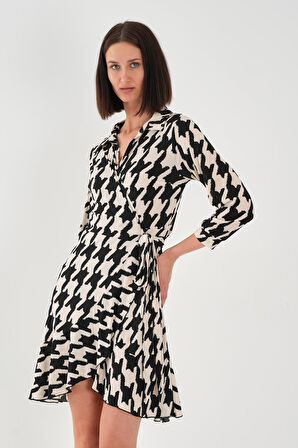 ALEXANDERGARDI Kadın Kruvaze Kazayağı Desenli Elbise