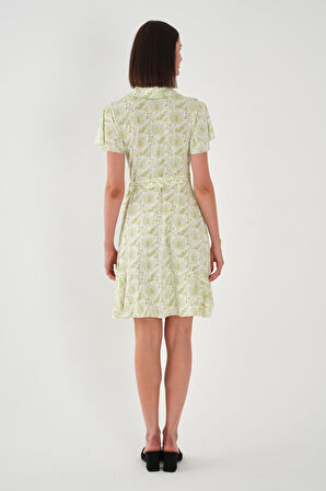 ALEXANDERGARDI Yaka Detaylı Kuşaklı Volanlı Elbise