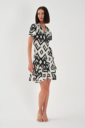 ALEXANDERGARDI Yaka Detaylı Kuşaklı Volanlı Elbise