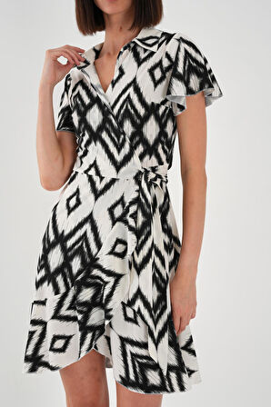 ALEXANDERGARDI Yaka Detaylı Kuşaklı Volanlı Elbise