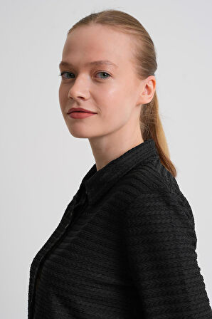 ALEXANDERGARDI Desenli Uzun Kollu Dokulu Crop Gömlek