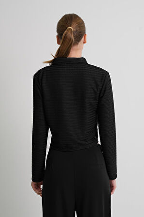 ALEXANDERGARDI Desenli Uzun Kollu Dokulu Crop Gömlek