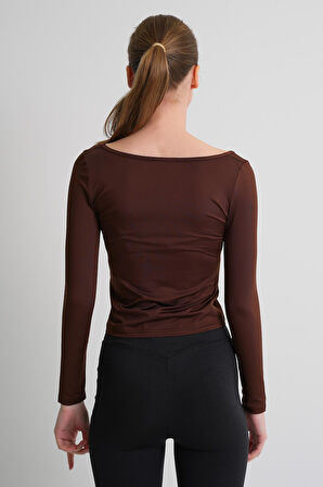 ALEXANDERGARDI Geniş Yaka Uzun Kollu Basic Kadın Bluz