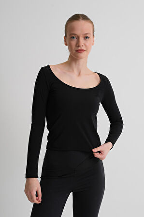 ALEXANDERGARDI Geniş Yaka Uzun Kollu Basic Kadın Bluz