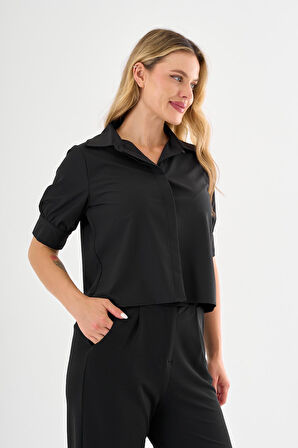 ALEXANDERGARDI Gizli Düğmeli Kol Detaylı Kısa Gömlek