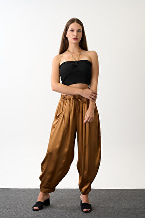 Saten Kumaş Şalvar Kesim Balon Pantolon