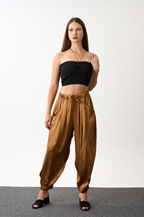 Saten Kumaş Şalvar Kesim Balon Pantolon