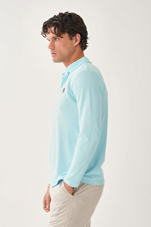 Düğme Detaylı Yarım Yaka Uzun Kollu T-shirt