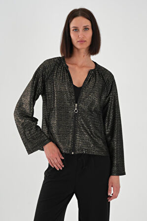 ALEXANDERGARDI Yakası Büzgülü Fermuarlı Kadın Hırka