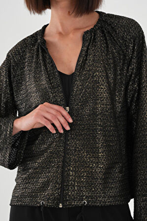 ALEXANDERGARDI Yakası Büzgülü Fermuarlı Kadın Hırka