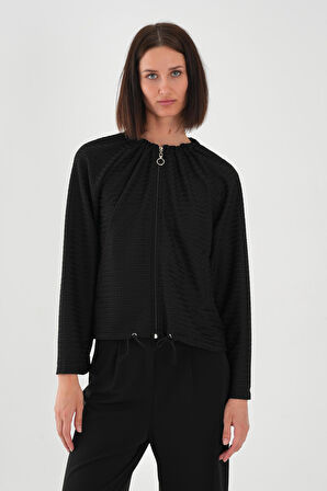 ALEXANDERGARDI Yakası Büzgülü Fermuarlı Kadın Hırka