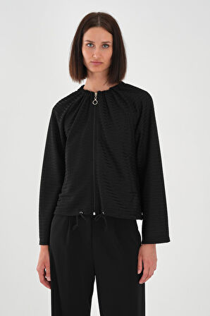 ALEXANDERGARDI Yakası Büzgülü Fermuarlı Kadın Hırka