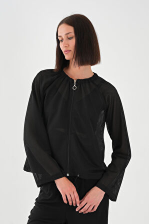 ALEXANDERGARDI Yakası Büzgülü Fermuarlı Kadın Hırka