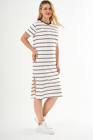 ALEXANDERGARDI Kısa Kollu Yırtmaçlı Uzun Elbise