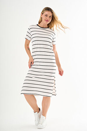 ALEXANDERGARDI Kısa Kollu Yırtmaçlı Uzun Elbise