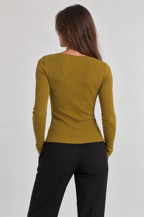 Fitilli Slim Fit Uzun Kollu Bluz