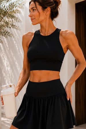Yüksek Bel Şort Etekli Spor Takım