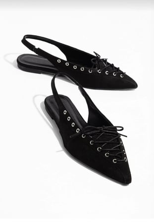 kadın süet bağcıklı slingback babet sivri burun arkası açık günlük ayakkabı