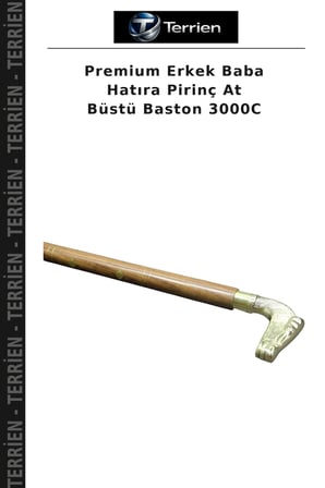 Premium Erkek Baba Hatıra Pirinç At Büstü Baston 3000C