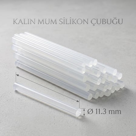 Yapıştırma Aracı Atölye Gereci Kolay Kullanım Şeffaf Hızlı Mum Silikon Çubuğu 113 mm 1 Kilogram