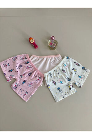 ELMAS Karışık Desen 3lü Kız Çocuk Boxer Set B-45